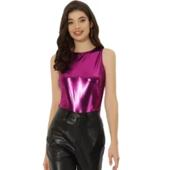 Allegra K Women's Party Shiny Sleeveless Club Metallic Tank Top -Allegra K GUEST aed6ebee 33c1 46f6 ae5d f218bbcd5c1b