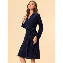 Allegra K Women's Velvet Bathrobe Soft Lounge Pajamas Sleepwear Tie Waist Flannel Robe -Allegra K GUEST b045478b 0d7f 43e2 9ac9 aed3b81ef457