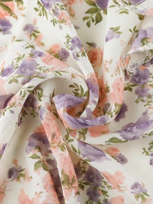 Allegra K Women's Ruffle V Neck Puff Short Sleeve Floral Blouse 3 Allegra K Women's Ruffle V Neck Puff Short Sleeve Floral Blouse - Image 3