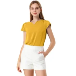 Allegra K Women's Work Business Casual Plain Cap Sleeve Blouse -Allegra K GUEST b197e196 9c89 46b7 898b fdbfbed6e9fe