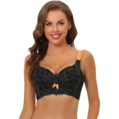 Allegra K Women's Wide Straps High Back Padded Lace Push Up Full Coverage Bralette -Allegra K GUEST b2b91165 ec43 40ef 99d8 6f81e3ef0557