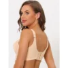 Allegra K Women's Lace Wirefree High Back Padded Full Coverage Minimizer Bras
