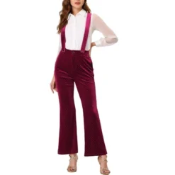 Allegra K Women's Velvet Wide Leg Retro Shiny Glitter Overalls Jumpsuits Pants -Allegra K GUEST b35f3bfc a48d 4b37 b5d7 dfc17658040a