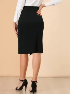 Allegra K Women's High Waist Ruffle Trim Split Work Office Pencil Skirts -Allegra K GUEST b3e5dc42 3a02 40d7 b299 2aadb1d5a862