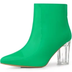 Allegra K Women's Clear Heel Pointy Toe Chunky Heels Ankle Boots -Allegra K GUEST b422f6d2 ed46 4f71 bc06 8334b4c25d8e