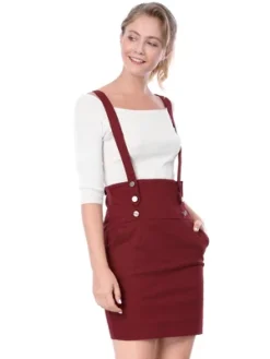 Allegra K Women's Button Decor High Waist Straight Braces Suspender Skirt -Allegra K GUEST b45cc7f8 1d7f 436a 9f7b b9466d5a4f50