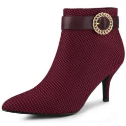 Allegra K Women's Buckle Stiletto High Heels Houndstooth Ankle Boots -Allegra K GUEST b4877cf6 511c 4ecc acf9 b73c950898c4