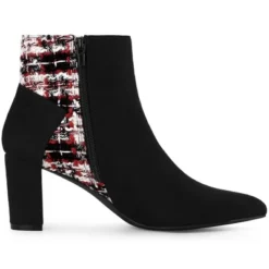Allegra K Women's Plaid Pointed Toe Block Heels Ankle Boots -Allegra K GUEST b4ca989a 0e9c 4b3c a661 c30b85f97558