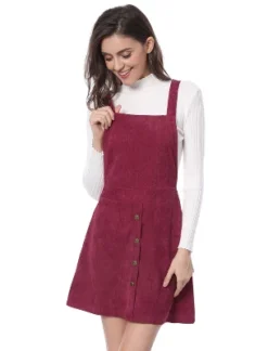 Allegra K Women's Corduroy Button Front A-Line Bib Overall Pinafore Skirts -Allegra K GUEST b57359f9 5fd2 4a1b bc88 9d3d50a4bda3