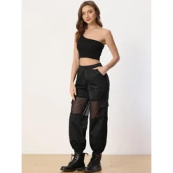 Allegra K Women's High Waist Sports Elastic Mesh Panel Sheer Baggy Cargo Pants -Allegra K GUEST b5772d9c 4e1d 4caf 804a 27626acb544d