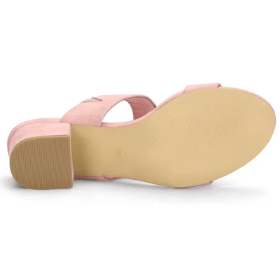 Allegra K Women's Block Heel Dual Straps Slide Sandals 4 Allegra K Women's Block Heel Dual Straps Slide Sandals - Image 4