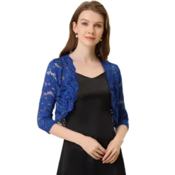 Allegra K Women's Elegant 3/4 Sleeve Sheer Floral Lace Shrug -Allegra K GUEST b686ae7d c19d 454e a21d 40dd6a7702ee