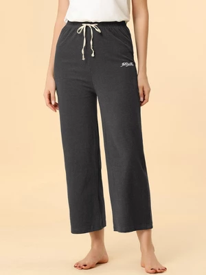 Allegra K Women's Wide Leg Drawstring Comfy Yoga Pants Lounge Pajamas Pants 3 Allegra K Women's Wide Leg Drawstring Comfy Yoga Pants Lounge Pajamas Pants - Image 3