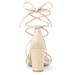 Allegra K Women's Strappy Straps Lace Up Chunky Heel Sandals -Allegra K GUEST b6942ace dcf4 47ff 8624 34d78a5de432