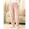 Allegra K Women's Plaid Fleece Pajama Winter Thick Warm Loungewear Home Pants