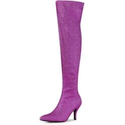 Allegra K Women's Glitter Pointed Toe Stiletto Heel Over The Knee High Boots -Allegra K GUEST b6f02080 9e9b 4ec5 a543 0c6d33765a5f