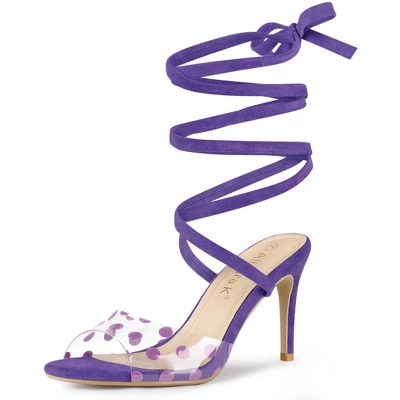 Allegra K Women's Polka Dots Clear Heel Lace Up Stiletto Heels Sandals 8 Allegra K Women's Polka Dots Clear Heel Lace Up Stiletto Heels Sandals - Image 8