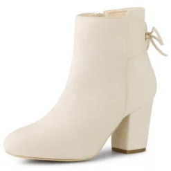 Allegra K Women's Round Toe Block Heel Back Zipper Ankle Boots -Allegra K GUEST b83318b7 9060 4605 bf8f ab2773d4a2b0