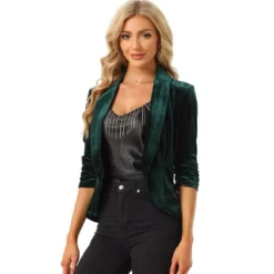 Allegra K Velvet Cardigan For Women's Lapel Collar Open Front Cardigan -Allegra K GUEST b9a1e91a 7430 427e 9298 f9760370c53b