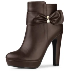 Allegra K Women's Chunky High Heels Platform Bow Decor Ankle Boots -Allegra K GUEST ba2ac251 db27 4ba4 b503 e81811401160