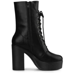 Allegra K Women's Platform Lace Up Chunky Heels Combat Boots -Allegra K GUEST ba71503f f75d 435a a283 409749a55330