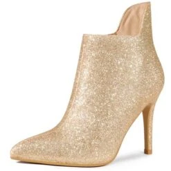 Allegra K Women's Glitter Pointed Toe Stiletto Heel Cutout Ankle Boots -Allegra K GUEST bb4db7f1 b034 4316 9069 89f7fe380d04