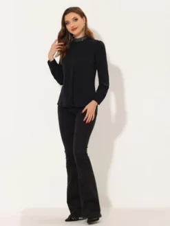 Allegra K Women's Work Pleated Front Long Sleeve Mock Neck Blouse -Allegra K GUEST bb9cc3fd 1e74 43c3 9966 c8a41295b1a5