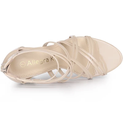 Allegra K Women's Open Toe Strappy Stiletto Heel Lace Up Sandals 3 Allegra K Women's Open Toe Strappy Stiletto Heel Lace Up Sandals - Image 3