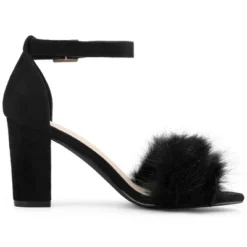 Allegra K Women's Faux Fur Ankle Strap Block Heels Sandals -Allegra K GUEST bd6ad23e 552e 49b2 b7cc 82890969a2be