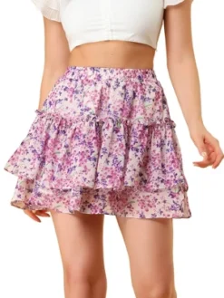 Allegra K Women's Summer Floral Tiered Ruffle Skirts Cute Mini Skirt -Allegra K GUEST bee63635 da1c 4703 87c8 c210607dced8