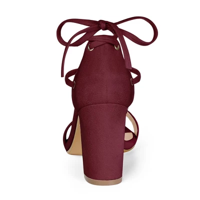 Allegra K Women's Tie Up Strappy Chunky High Heels Sandal 3 Allegra K Women's Tie Up Strappy Chunky High Heels Sandal - Image 3