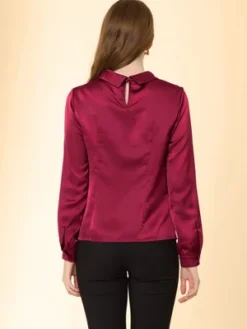 Allegra K Women's Ruched Long Sleeve Office Work Satin Blouses -Allegra K GUEST bf340d4a 3265 4fc6 8d62 f8a9e83fedf7