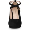 Allegra K Women's Platform Cross Strap Stiletto Heels Pumps