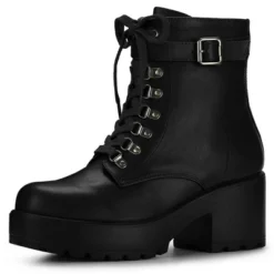 Allegra K Women's Zip Chunky Heel Platform Ankle Combat Boots -Allegra K GUEST c0ec337e 3aa0 4e13 a44c 040e021ffcda