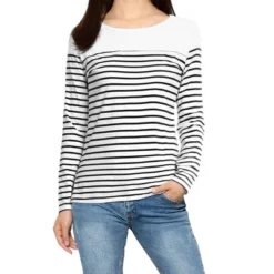 Allegra K Women's Color Block Long Sleeve Striped T-Shirt -Allegra K GUEST c0fd8b89 a3a0 4223 b25b 5dd43d6eba8c
