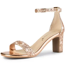 Allegra K Women's Glitter Ankle Strap Chunky Heels -Allegra K GUEST c1496610 91f2 4562 8765 2a4a20cce3f0