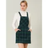 Allegra K Women's Plaid Print Adjustable Strap Casual Suspender Dress