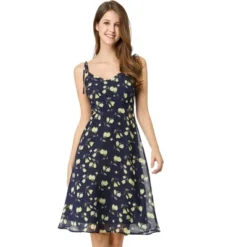 Allegra K Women's Summer Spaghetti Strap Smocked Floral Aline Sundress -Allegra K GUEST c2d0864e 5ab5 4e58 a714 dadc10830416