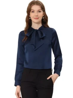 Allegra K Satin Blouse For Women's Bow Tie Neck Solid Work Office Shirt -Allegra K GUEST c2e56ffd 18dd 4ba5 93a4 1537928a3fb2