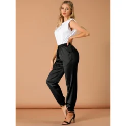 Allegra K Women's Drawstring Elastic Waist Athleisure Pants Ankle Length Satin Joggers With Pocket 22 Allegra K Women's Drawstring Elastic Waist Athleisure Pants Ankle Length Satin Joggers With Pocket -Allegra K GUEST c436b1fc b426 43cd 924d c53d15ed99a9