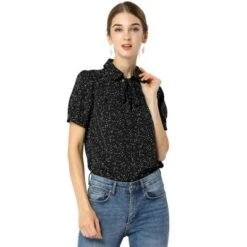 Allegra K Women's Retro Dots Print Bow Tie Peter Pan Collar Chiffon Blouse -Allegra K GUEST c4ee793d 7a3e 4c80 8303 e7d540545235