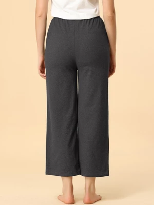 Allegra K Women's Wide Leg Drawstring Comfy Yoga Pants Lounge Pajamas Pants 4 Allegra K Women's Wide Leg Drawstring Comfy Yoga Pants Lounge Pajamas Pants - Image 4