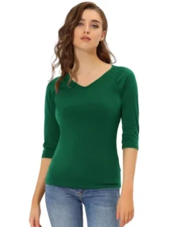 Allegra K Women's Casual Elbow Sleeves Solid Color V Neck T-Shirts 12 Allegra K Women's Casual Elbow Sleeves Solid Color V Neck T-Shirts -Allegra K GUEST c541b6f4 7c64 42c1 bccd fc95a1f996e4