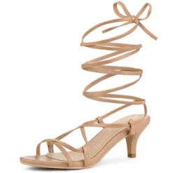 Allegra K Women's Strappy Lace Up Kitten Heels Sandals -Allegra K GUEST c56eabb0 23d0 4a42 bc5c fdc7ddd774fb