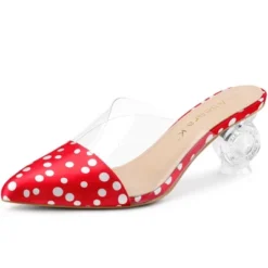 Allegra K Women's Polka Dots Clear Chunky Heels Slides Mules -Allegra K GUEST c5769a5b baab 434c 9906 91f0fc27d93e