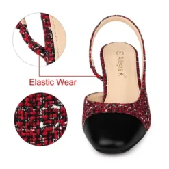 Allegra K Women's Plaid Cap Toe Slingback Chunky Heel Pumps -Allegra K GUEST c5cae892 86ff 417c bcb4 db11894b3e2b