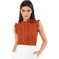 Allegra K Women's Ruffled Business Office 1950s Vintage Sleeveless Blouses -Allegra K GUEST c5d4e44d bcb2 461b ba7c 14bc877786dc