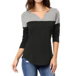 Allegra K Women's Color Block Stretch Split V-Neck T-Shirt 12 Allegra K Women's Color Block Stretch Split V-Neck T-Shirt -Allegra K GUEST c6054b23 8f63 4990 b8d3 74cbd54cab64