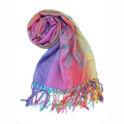 Allegra K Women Large Tassel Wrap Floral Print Gradient Color Scarf 1 Allegra K Women Large Tassel Wrap Floral Print Gradient Color Scarf
