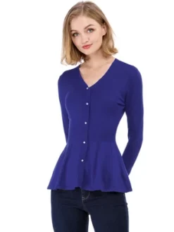 Allegra K Women's V Neck Long Sleeve Ribbed Pullover Knitted Peplum Top 31 Allegra K Women's V Neck Long Sleeve Ribbed Pullover Knitted Peplum Top -Allegra K GUEST c6f0e72b 4335 44f1 8d62 376252892440